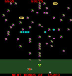 Millipede for Arcade - Bugs generate more mushrooms when the screen becomes too empty.