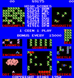 Millipede for Arcade - Game attract mode; the opponents in the game.