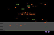 Millipede for Atari 2600 - Like the arcade version, you can select a starting score which adjusts the skill level.