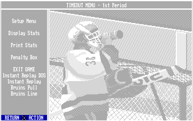 Wayne Gretzky Hockey 2 IBM PC/Compatibles Screenshot: Timeout menu.