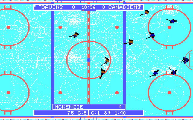 Wayne Gretzky Hockey 2 IBM PC/Compatibles Screenshot: The screen scrolls horizontally to show the whole rink.