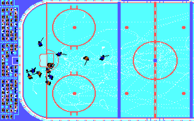 Wayne Gretzky Hockey 2 IBM PC/Compatibles Screenshot: Attempting to score a goal...