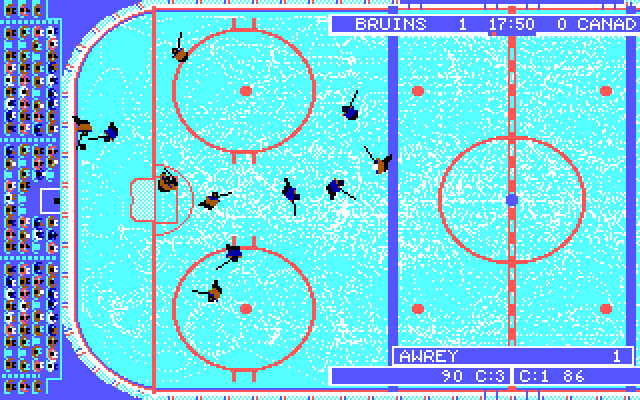 Wayne Gretzky Hockey 2 IBM PC/Compatibles Screenshot: The Bruins are now ahead...