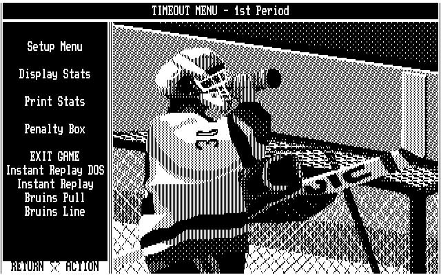Wayne Gretzky Hockey 2 IBM PC/Compatibles Screenshot: The timeout menu.
