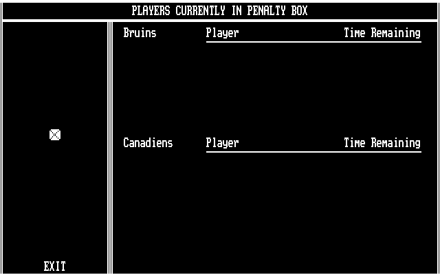 Wayne Gretzky Hockey 2 IBM PC/Compatibles Screenshot: No players are in the penalty box at the moment.