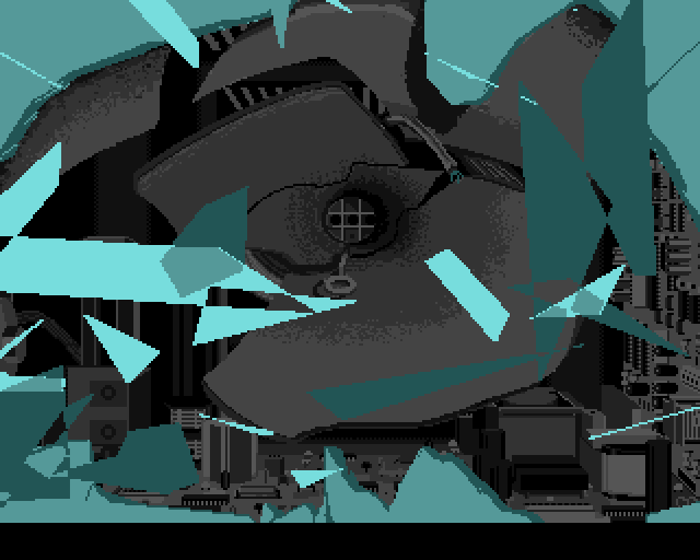 Wayne Gretzky Hockey 2 Amiga Screenshot: Intro; the puck smashes the screen!