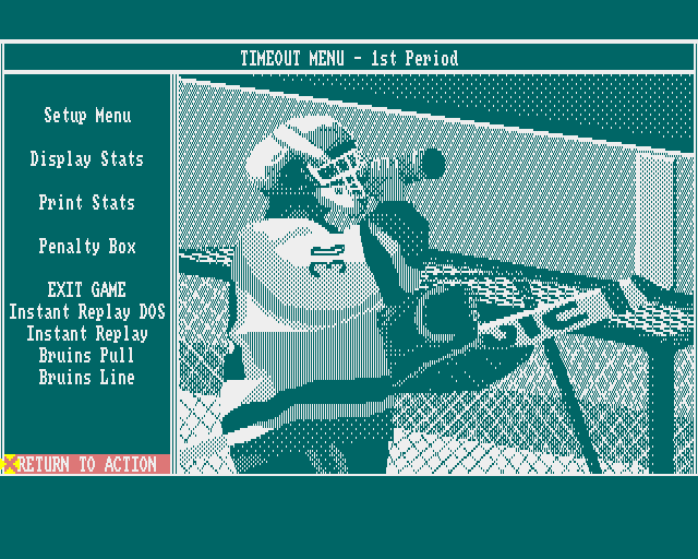 Wayne Gretzky Hockey 2 Amiga Screenshot: The timeout menu.