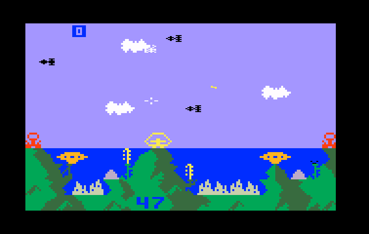 Atlantis Intellivision Screenshot: The first wave of attackers arrive...