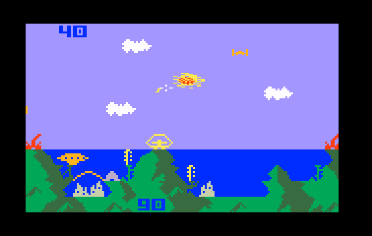Atlantis Intellivision Screenshot: One opponent destroyed, many more to go...