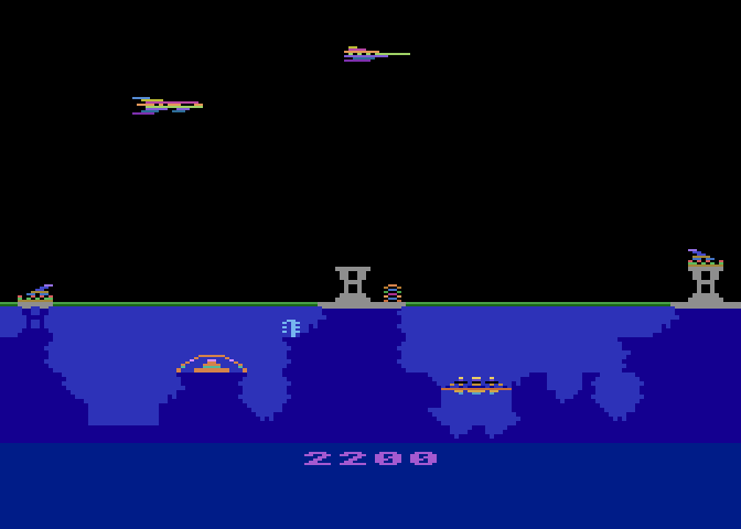Atlantis Atari 8-bit Screenshot: Game start.