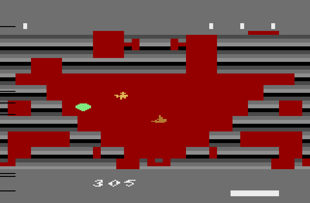 Tutankham Atari 2600 Screenshot: Collect treasures, but shoot or avoid the dangerous creatures...