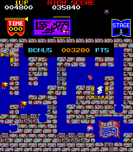 Tutankham Arcade Screenshot: Level 1 complete!