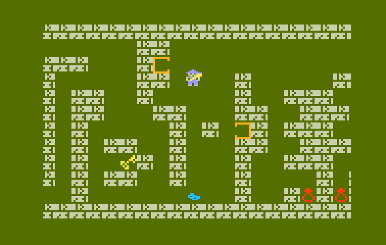 Tutankham Intellivision Screenshot: Found a second key, but I can only carry one at a time...