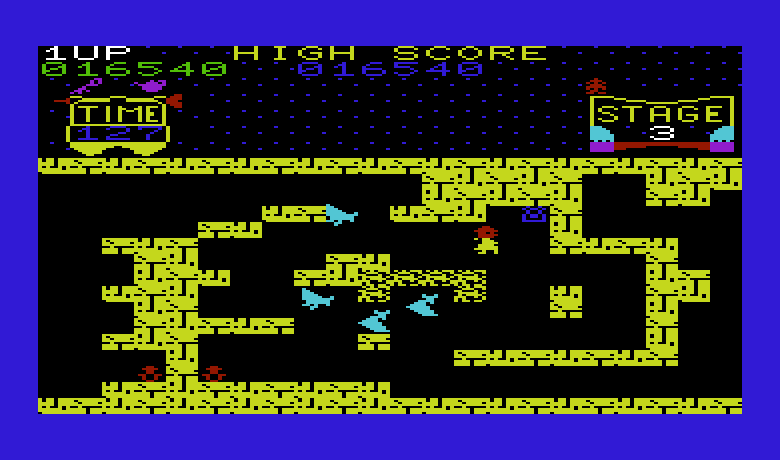 Tutankham Commodore VIC-20 Screenshot: The levels become increasingly complex.