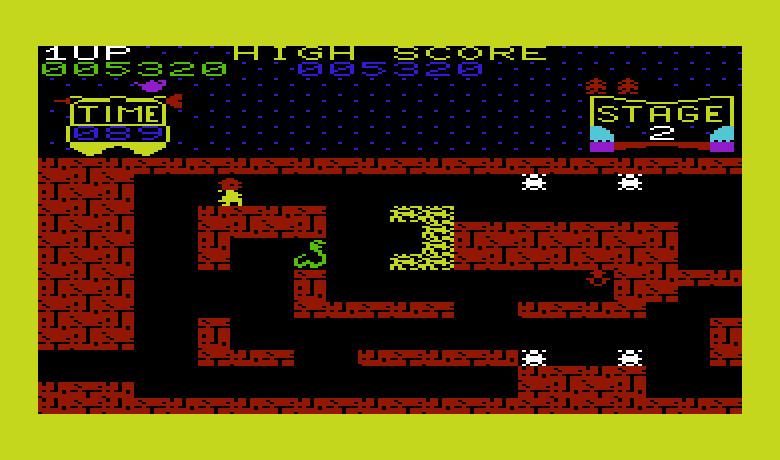 Tutankham Commodore VIC-20 Screenshot: Start of stage 2.