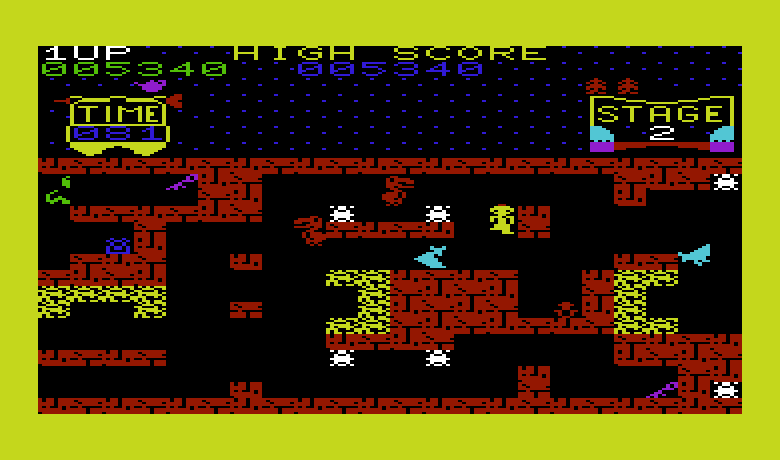 Tutankham Commodore VIC-20 Screenshot: Each level features a different layout.