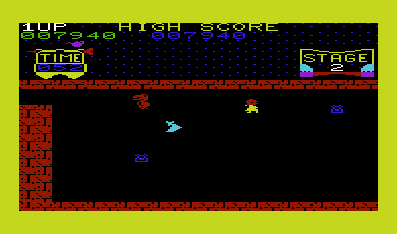 Tutankham Commodore VIC-20 Screenshot: This part of stage 2 is rather open...