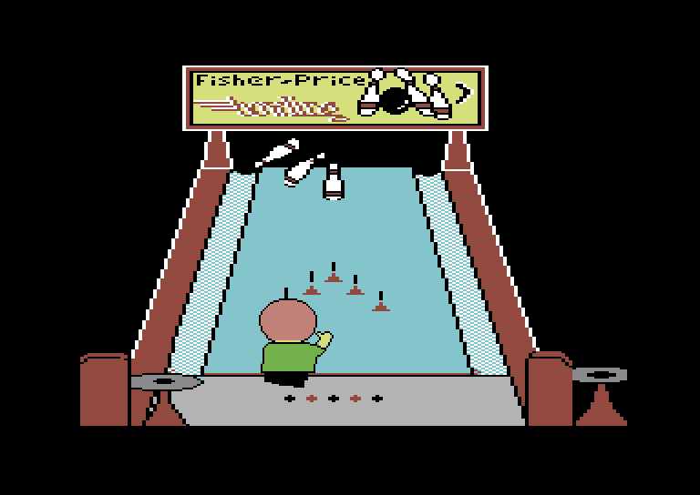 Little People Bowling Alley Commodore 64 Screenshot: Knocked some pins over...