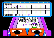 Little People Bowling Alley for Apple II - Typing in an answer to the math question.