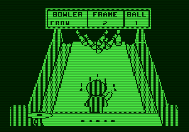 Little People Bowling Alley Apple II Screenshot: Lots of pins down!