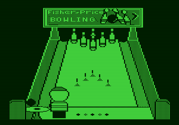 Little People Bowling Alley Apple II Screenshot: Ready to bowl!