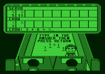 Little People Bowling Alley for Apple II - Entering an answer to the math question.