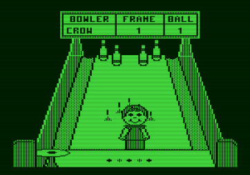 Little People Bowling Alley for Apple II - Some pins down, more to go...