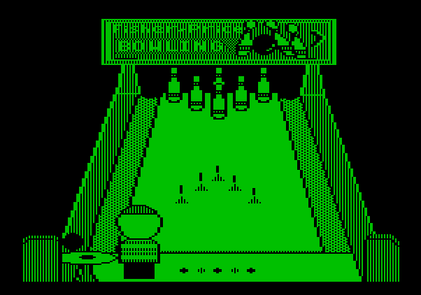 Little People Bowling Alley Apple II Screenshot: Ready to bowl!