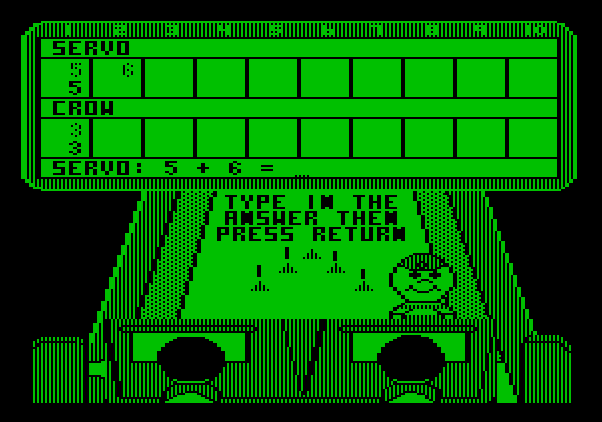 Little People Bowling Alley Apple II Screenshot: You need to add up your score.