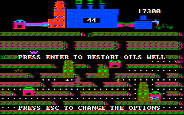 Oil's Well IBM PC/Compatibles Screenshot: Game over.