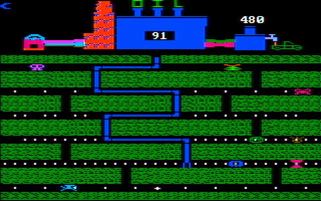 Oil's Well IBM PC/Compatibles Screenshot: Gameplay on the first level.