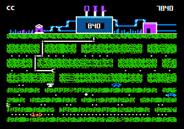 Oil's Well Apple II Screenshot: Start of the second level.