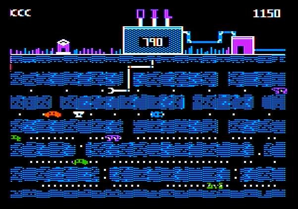 Oil's Well Apple II Screenshot: Game start.