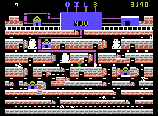 Oil's Well ColecoVision Screenshot: The oil fields become increasingly complex.