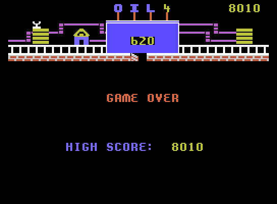 Oil's Well ColecoVision Screenshot: Game over.