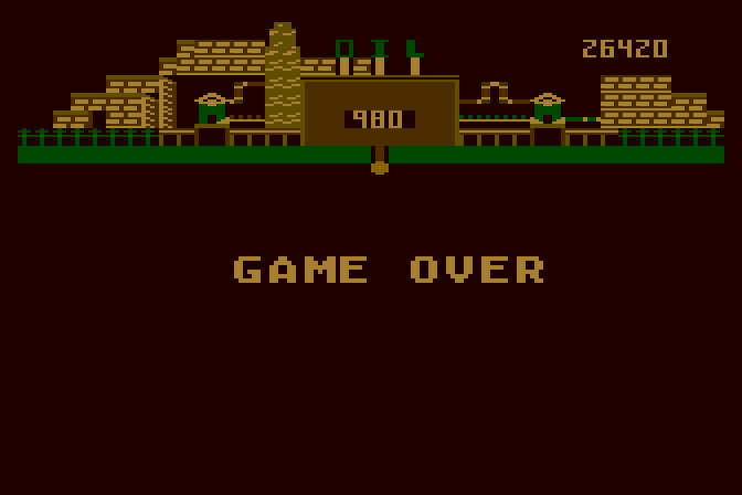 Oil's Well Atari 8-bit Screenshot: Game over.