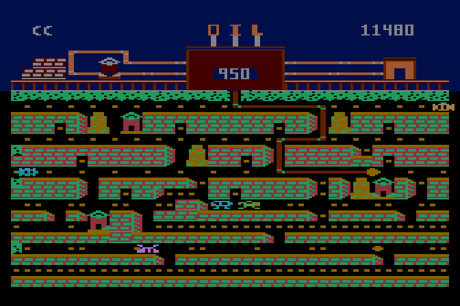 Oil's Well Atari 8-bit Screenshot: Starting the third level...