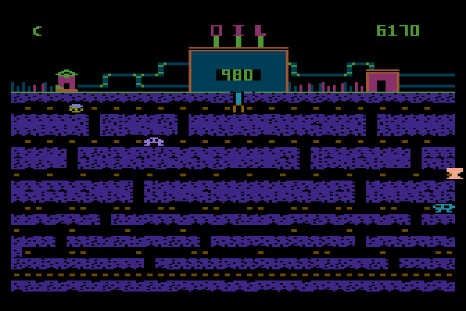 Oil's Well Atari 8-bit Screenshot: On to level two...