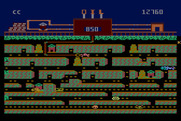 Oil's Well for Atari 8-bit - The drill bit can munch on creatures, but don't let them touch the pipe!