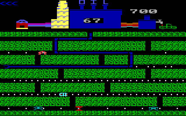 Oil's Well IBM PC/Compatibles Screenshot: Collecting oil on level 1...