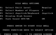 Oil's Well for IBM PC/Compatibles - The main menu.