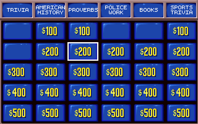 Jeopardy! IBM PC/Compatibles Screenshot: Select the next answer...