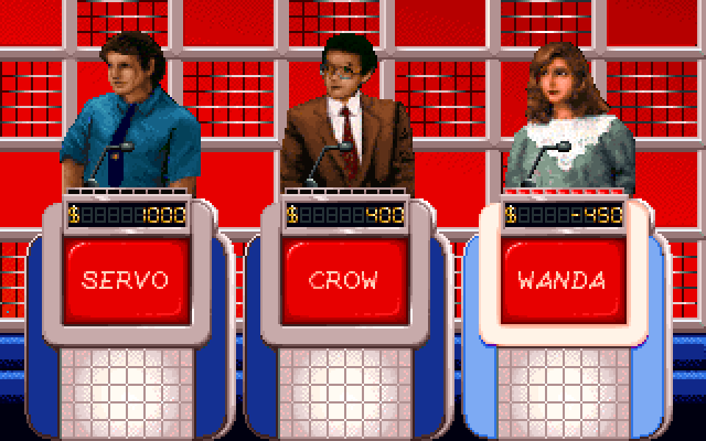 Jeopardy! IBM PC/Compatibles Screenshot: The color changes to red in the double jeopardy round.