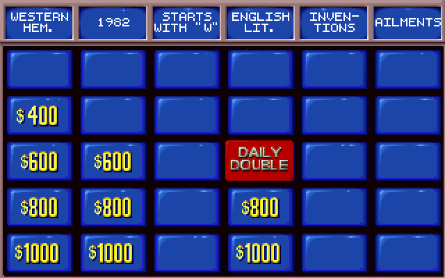 Jeopardy! IBM PC/Compatibles Screenshot: Found a daily double!