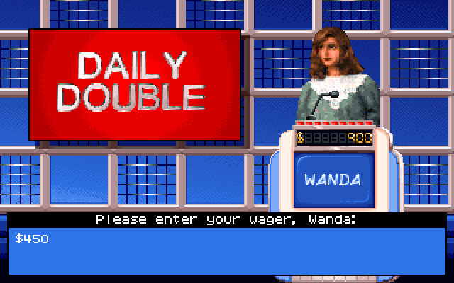 Jeopardy! IBM PC/Compatibles Screenshot: How much do you want to wager on a daily double?