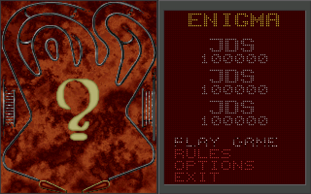 Enigma IBM PC/Compatibles Screenshot: Enigma main menu.