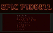 Enigma for IBM PC/Compatibles - Epic Pinball main menu.