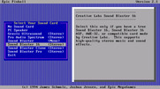 Enigma for IBM PC/Compatibles - Sound card selection menu.