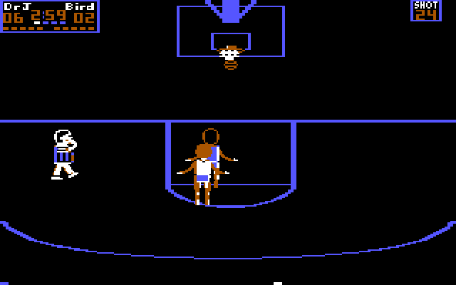 One-on-One IBM PC/Compatibles Screenshot: Here comes the ref, must be a penalty...