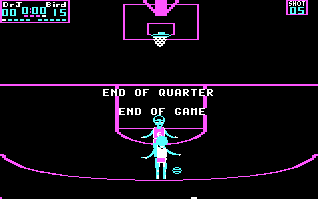 One-on-One IBM PC/Compatibles Screenshot: Game over.